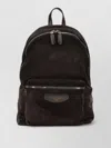 Santoni Suede Backpack Adjustable Straps Top Handle In Brown