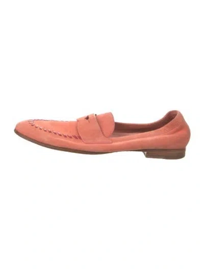 Pre-owned Santoni Suede Ballet Flats In Orange