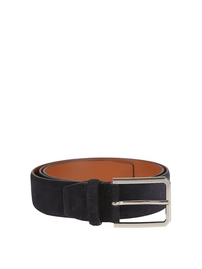 Santoni Suede Belt In Blue