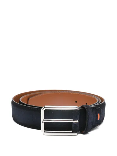 Santoni Suede Belt In Blue