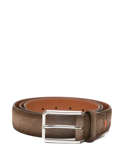 Santoni Suede Belt In Brown