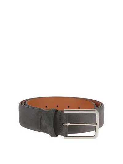 Santoni Suede Belt In Gray