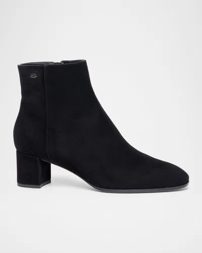 SANTONI SUEDE BLOCK-HEEL ANKLE BOOTIES