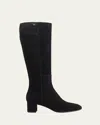 Santoni Suede Block-heel Knee Boots