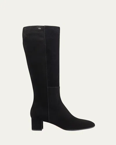 Santoni Suede Block-heel Knee Boots
