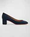 SANTONI SUEDE BLOCK-HEEL PUMPS