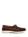 Santoni Detroit Suede Loafer Contrast Sole In Brown