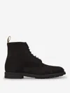Santoni Suede Lace-up Boots In Black