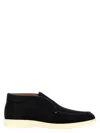 Santoni Midnight Blue Suede Digits Ankle Boots In Black