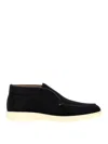 Santoni Midnight Blue Suede Digits Ankle Boots In Black