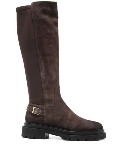 Santoni Suede Boots In Brown