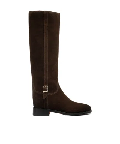 Santoni Suede Boots In Brown