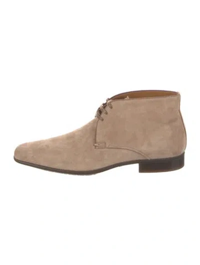 Pre-owned Santoni Suede Boots In Neutrals