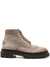 Santoni Suede Brogue Boots In Nude