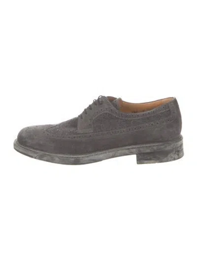 Pre-owned Santoni Suede Brogues In Grey