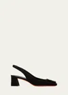 Santoni Suede Buckle Slingback Pumps In Black