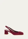 Santoni Suede Buckle Slingback Pumps In Burgundy