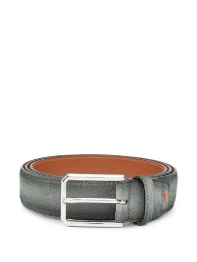 Santoni Suede Buckle-fastening Belt In Gray