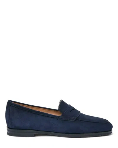 Santoni Suede Carla Loafer In Blue