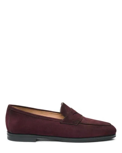 Santoni Suede Carla Loafer In Red