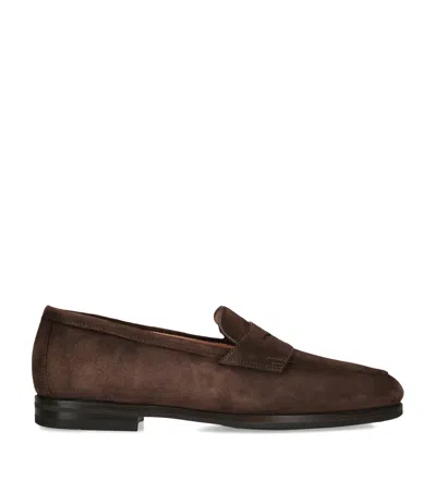 Santoni Suede Carla Loafers In Brown