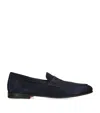 Santoni Man Loafers Midnight Blue Size 7.5 Leather In Blue