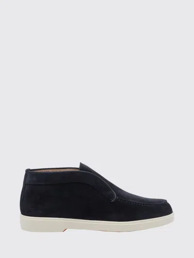 Santoni Suede Chukka Ankle Boots With Round Toe And Rubber Sole In Multi