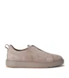 Santoni Suede Clean Icon Sneakers In Brown