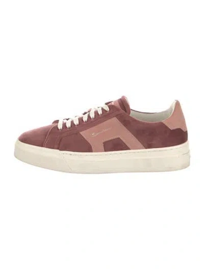Pre-owned Santoni Suede Colorblock Pattern Sneakers In Pink