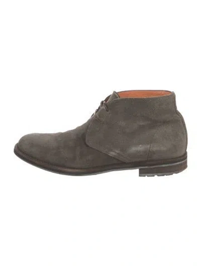 Pre-owned Santoni Suede Derby Shoes In Gray