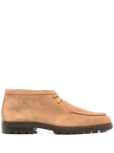 Santoni Suede Derby Shoes In Neutral
