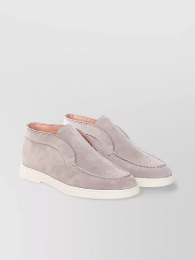 Santoni Suede Desert Ankle Boots With Rubber Sole In Pink
