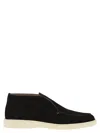 Santoni Midnight Blue Suede Digits Ankle Boots In Black