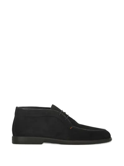 Santoni Suede Desert Boots In Black