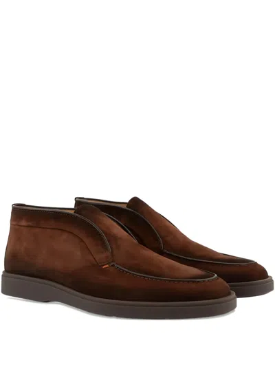 Santoni Suede Desert Boots In Brown