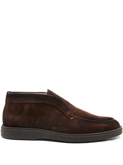 Santoni Suede Desert Boots In Animal Print
