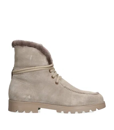 Santoni Suede Detroit Boots In Gray