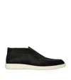 Santoni Midnight Blue Suede Digits Ankle Boots In Black