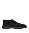 Santoni Suede Detroit High-top Loafers In Navy