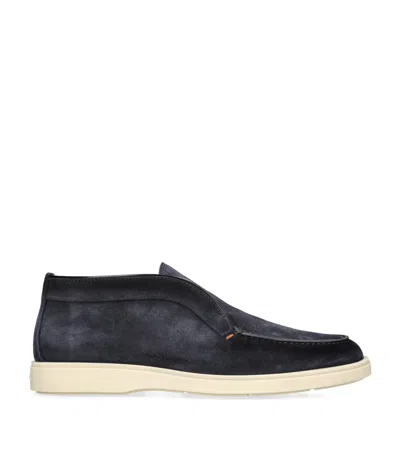 SANTONI SUEDE DETROIT HIGH-TOP LOAFERS
