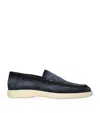 Santoni Suede Detroit Low-top Loafers In Navy