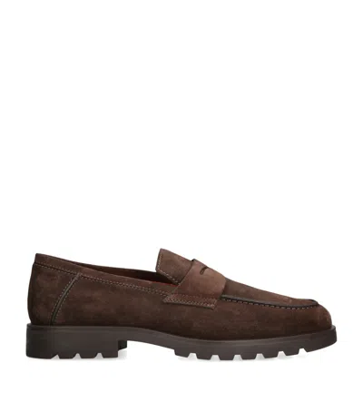 SANTONI SUEDE DETROIT ROCCIA LOAFERS