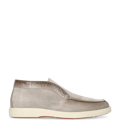 Santoni Suede Detroit Slip-on Sneakers In Gray