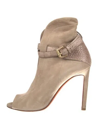 Pre-owned Santoni Suede D'orsay Pumps In Neutral