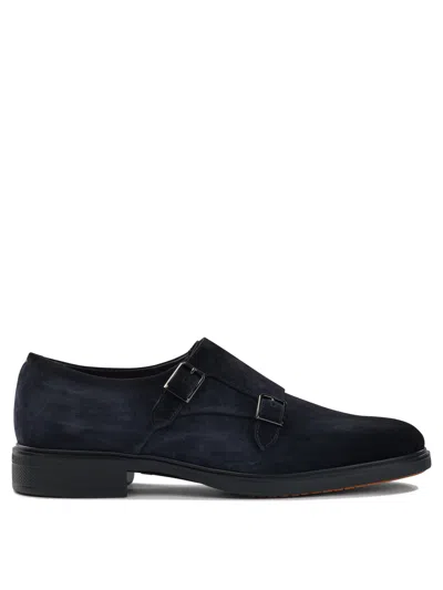 Santoni Suede Double Buckle Loafers In Multi