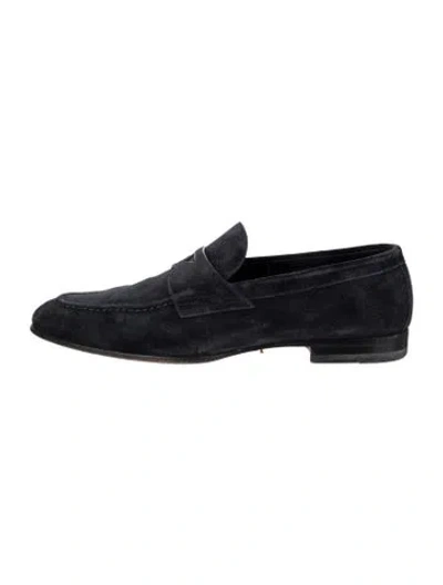 Pre-owned Santoni Suede Dress Loafers In Black