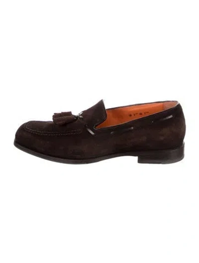 Pre-owned Santoni Suede Dress Loafers In Brown