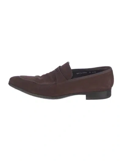Pre-owned Santoni Suede Dress Loafers In Brown