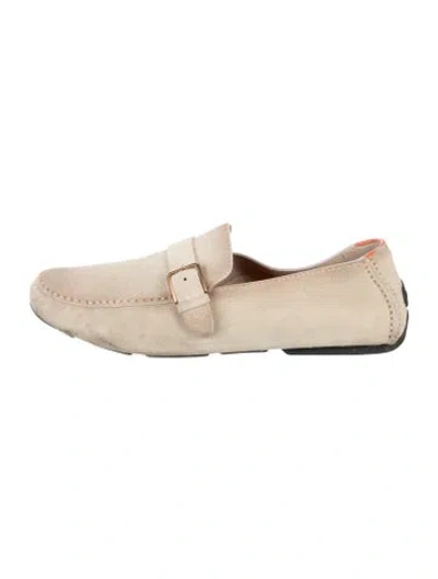 Pre-owned Santoni Suede Drivers In Neutrals