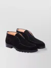 Santoni Suede Elasticized Boots Rubber Sole In Black